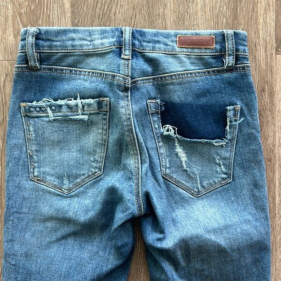 BLANKNYC Mid Rise Skinny Jeans 24 Raw Hem Medium Wash Stretch Denim - Picture 6 of 7